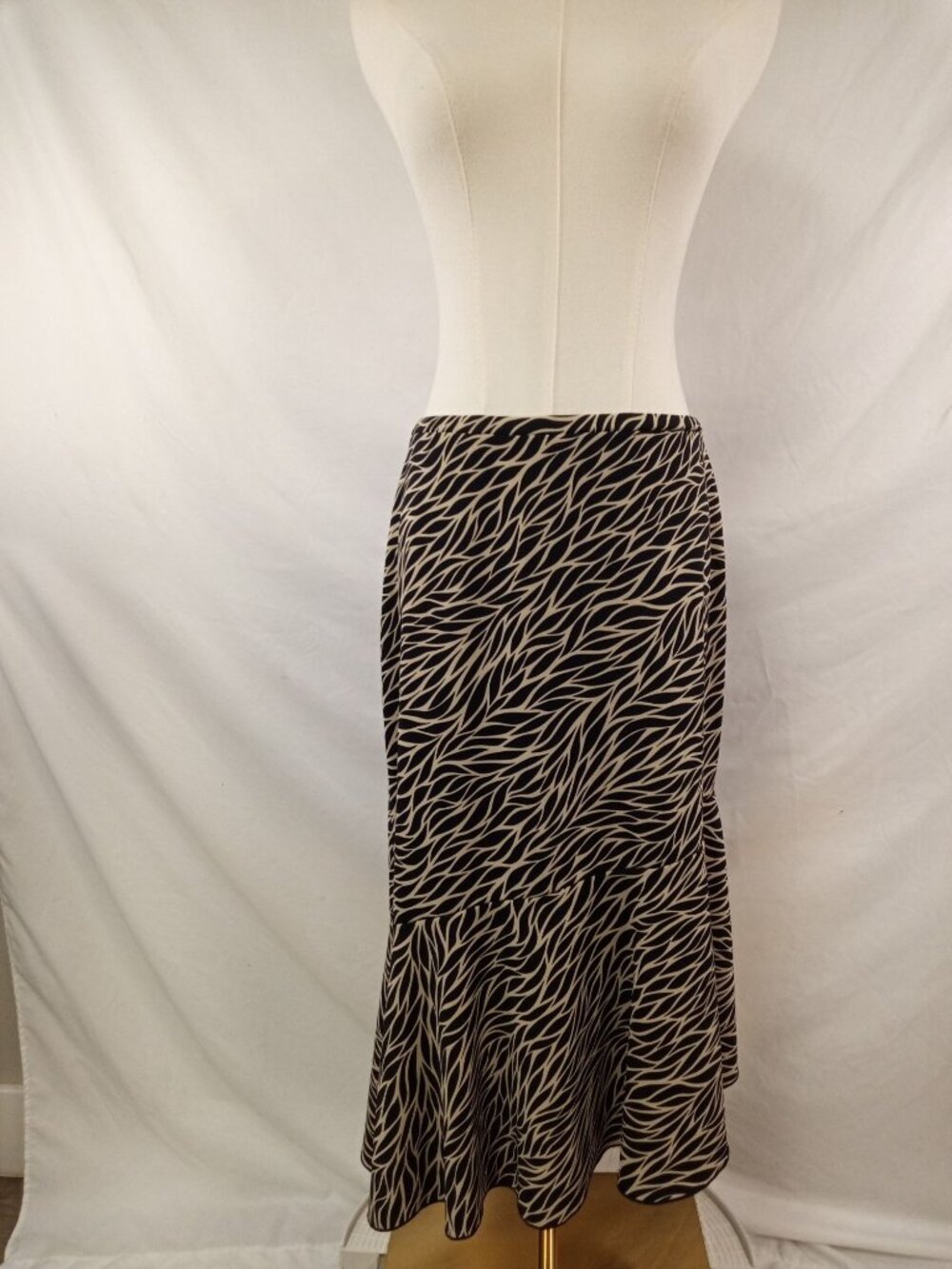 Context Women's Black/Tan Midi Skirt Size Medium Petite